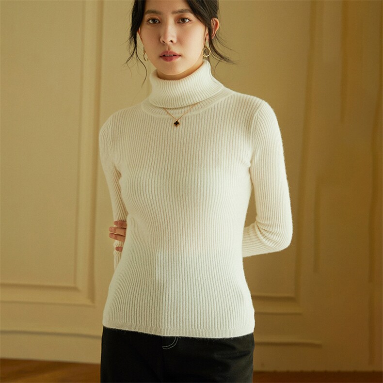 羊绒基础百搭修身高翻领纯色羊绒衫女冬季新品,女装羊绒衫,绒美人羊绒