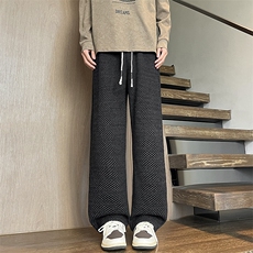 YK86126-P5578.3%聚酯纤维21.7%锦纶美式复古黑色格裤子男款秋冬，男装休闲裤，电商A086-1