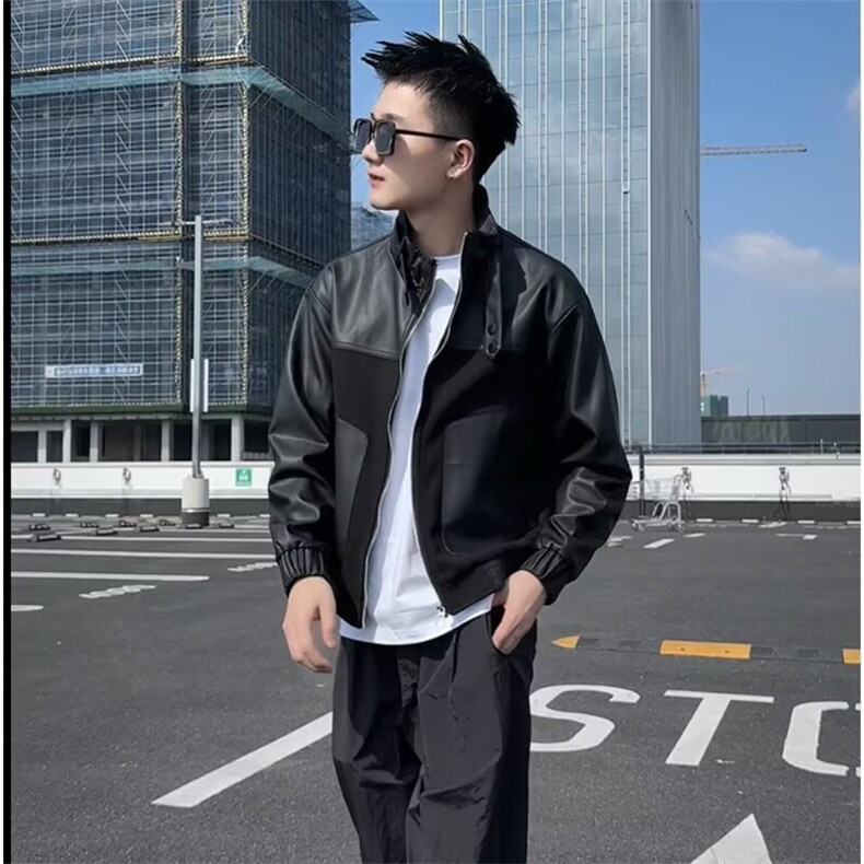 简约气质ins皮衣新款时尚文艺日系百搭慵懒原宿潮流流行，男装皮衣，星座506A