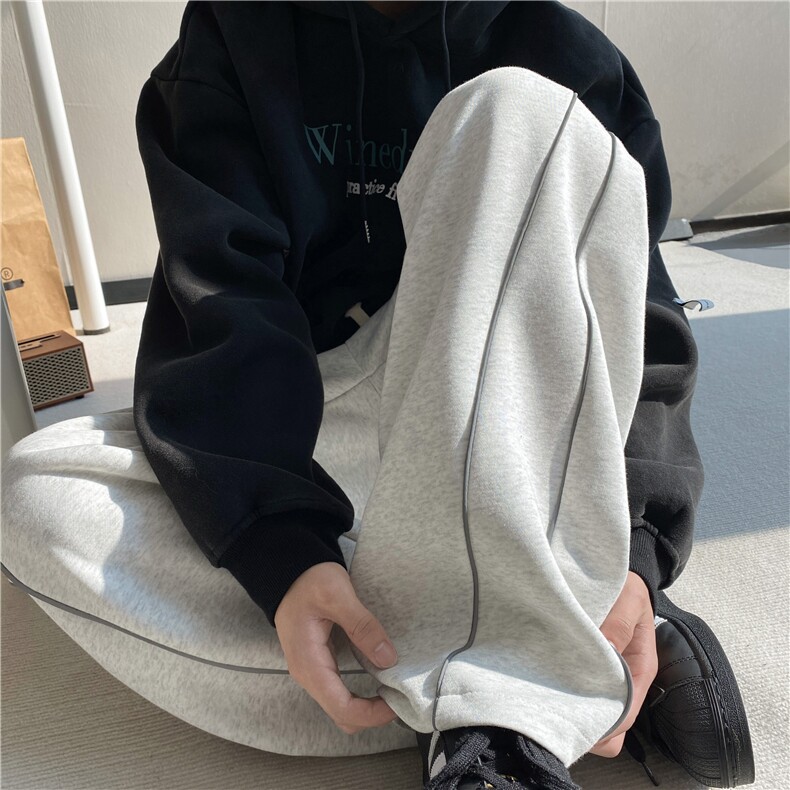 抖音品质春季新款潮拼接反光条宽松休闲卫裤B315-K112-特p40控78,男装休闲裤,电商B315