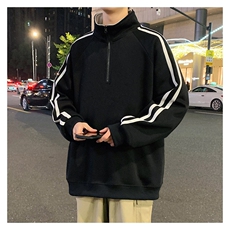 秋季380克全棉宽松条纹拉链套头卫衣立领POLO衫外套AH914-P42，男装Polo衫，四季星座610B
