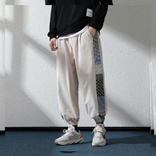 日系2024秋冬款撞色拼接灯芯绒束脚运动休闲潮牌卫裤8801-P50控69图片