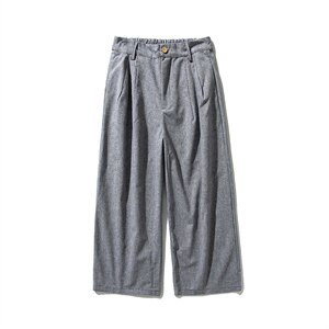 20秋冬 日系哈伦宽松亚麻大码风条纹直筒休闲阔腿裤 K83/P75图片