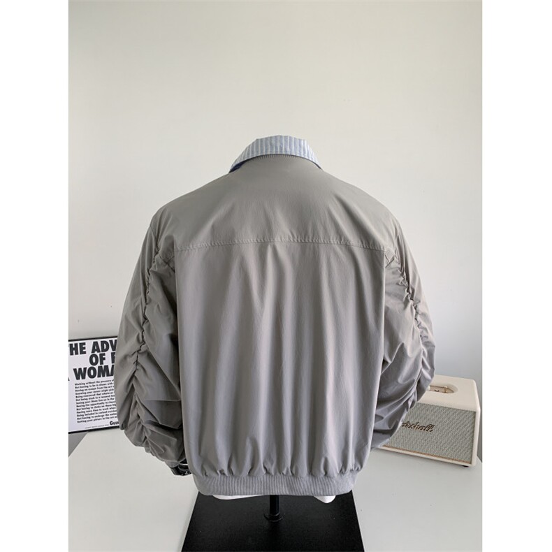 JK715-尺码M-3XL-P55-美式复古绣花假两件翻领棒球服夹克外套,男装夹克,星座1811B