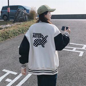 现货主推拼色棒球服休闲时尚短外套图片