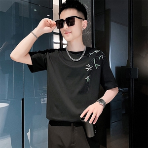 社会小伙夏季男士纯棉短袖T恤时尚潮流圆领体恤男C208-T8008特P30图片