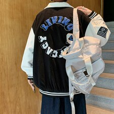日系ins撞色口袋夹克宽松休闲棒球服潮牌秋季工装外套W1360-P65，男装夹克，星座512-4