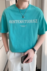 2024夏季新款轻奢风休闲大码潮牌宽松圆领短袖T恤男2087-p43，男装T恤，电商D303