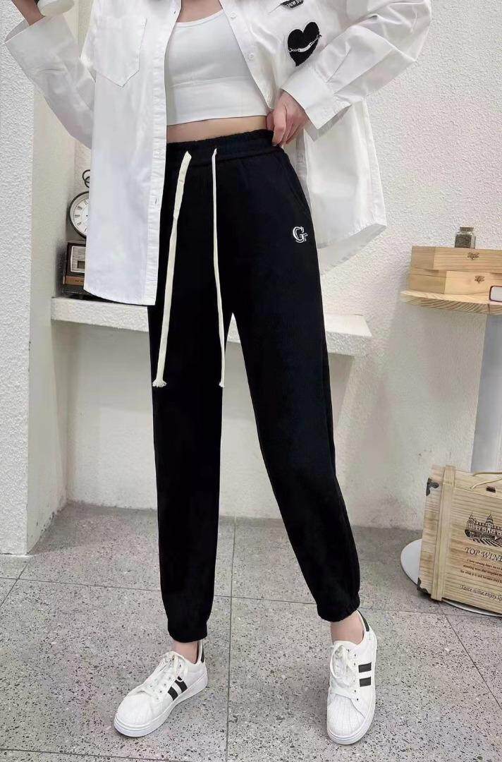 2022春新款高品质刺绣卫裤，女装休闲裤，简 影