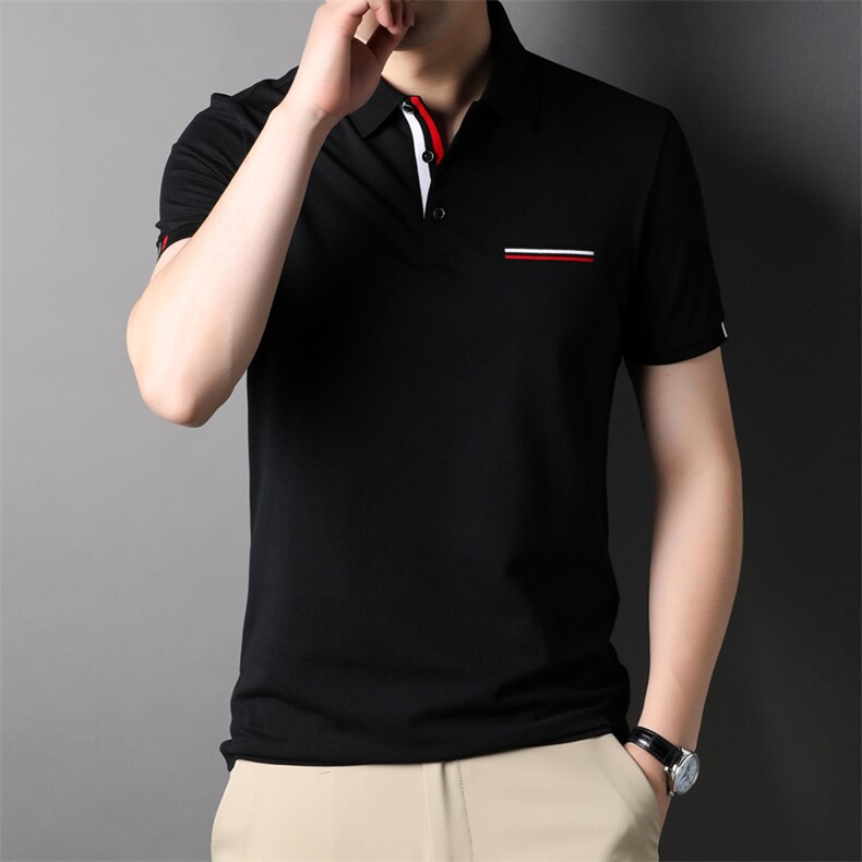 D22797钱塘2020-2夏季新款男士休闲精品短袖T恤翻领P55图片