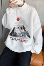 加绒加厚高领卫衣油画印花落肩袖情侣款打底衫男XZ514-2-G83-P48，男装T恤，星座514-2(原B239)