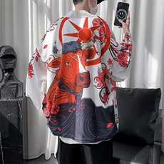 原宿风大码薄款防晒衣男韩版七分袖和服汉服开衫外套A090KS20p45，男装民族服装，电商A089-1