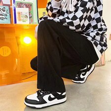 灯芯绒直筒阔腿裤子男春秋季拼接大码裤子A394P35图片