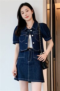 套裙女2022夏季薄款两件套时尚显瘦白搭牛仔裙宽松休闲外套洋气图片