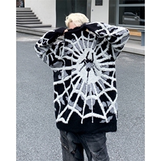 B162-P50美式高街宽松毛衣男秋冬新款蜘蛛提花慵懒风套头针织衫，男装针织衫/毛衣，星座512-6