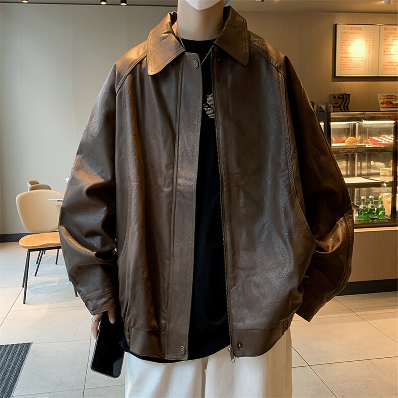 Wt40-P65日系复古宽松型高质量皮衣夹克,男装夹克,星座1501-1