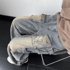 美式高街牛仔裤男韩版多口袋个性2024冬季新款ins长裤RK1276-P72，男装牛仔裤，星座412-3
