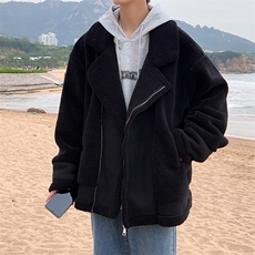 冬季韩版外套男潮流加厚宽松短款衣羊羔绒保暖休闲帅气翻领夹克，男装棉衣，电商A011（原4039）