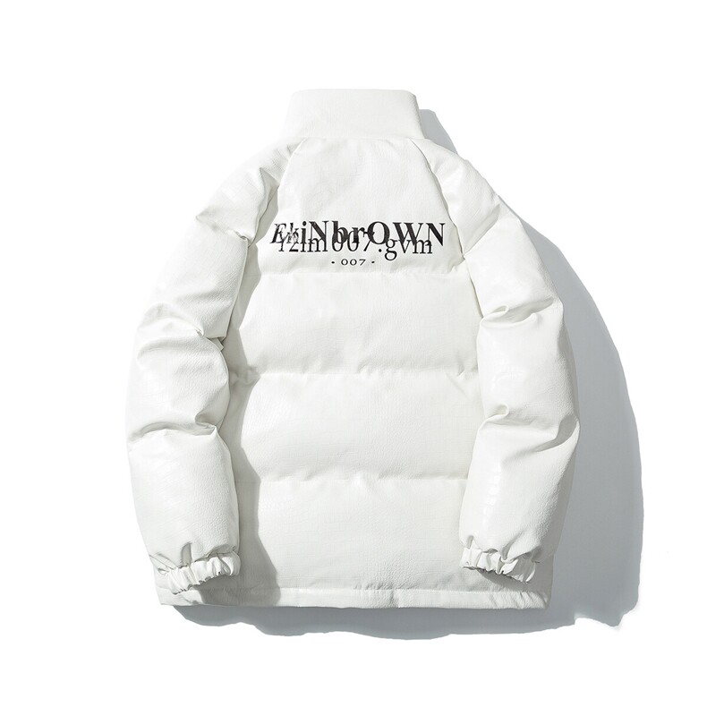 1日系白底鳄鱼纹棉衣男手塞棉夹克PU皮棉服外套男8507P120控158图片