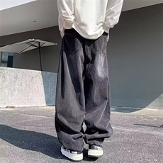 美式高街复古水洗做旧牛仔宽松阔腿情侣长裤KZ45K2232--TP45，男装休闲裤，电商A247C