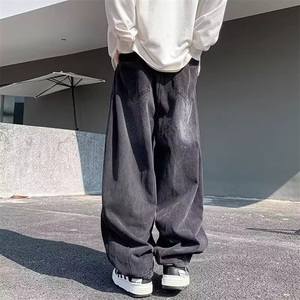 美式高街复古水洗做旧牛仔宽松阔腿情侣长裤 KZ45K2232--TP45图片