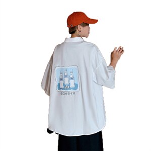 ！夏款港风冰丝衬衣男黑寸衫男白短袖衬衫男DXC282-P30图片