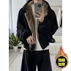 两面穿现货重磅短款座山雕棉衣男女双面穿毛毛绒棉服加厚外套，男装棉衣，电商A443