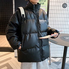 新款立领pu皮印花棉衣男秋冬季加厚面包服外套保暖棉服MY618-P115，男装棉衣，星座505-3