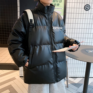 新款立领pu皮印花棉衣男秋冬季加厚面包服外套保暖棉服MY618-P115图片