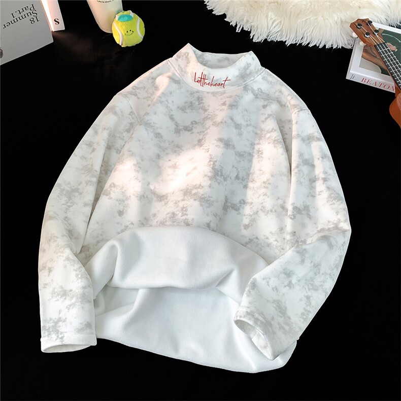 刺绣扎染半高领德绒长袖保暖打底衫ZDR2506-P25/ZDR2506JR-P35，男装T恤，电商B219A