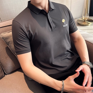 2024夏季新款 英伦风高品质修身刺绣POLO衫冰丝短袖T恤男D230-p48图片