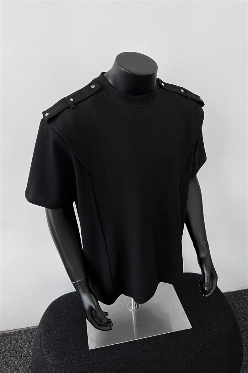 XZ514-2-T4-P48夏季短袖t恤男美式高街金属垫肩正肩潮牌半袖,男装T恤,星座514-2(原B239)