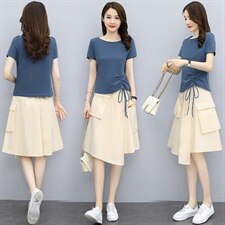 2025年夏季新款女装时尚休闲气质两件套套装，女装套装/套裙，关键词