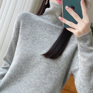 时尚百搭女士羊毛高领毛衣 秋冬保暖显瘦长袖针织衫图片