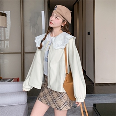 新款现货主推花边领皮衣外套2516-P150-K218，女装短外套，2C129