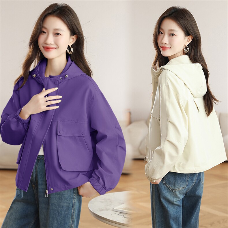 现货秒发2025秋季新款韩版学院风风衣外套短休闲外套冲锋衣，女装短外套，星宇服饰