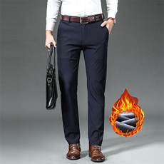 休闲裤男秋冬季直筒宽松加绒保暖弹力免烫商务西裤长裤有现货外贸，男装西裤，星座224-1