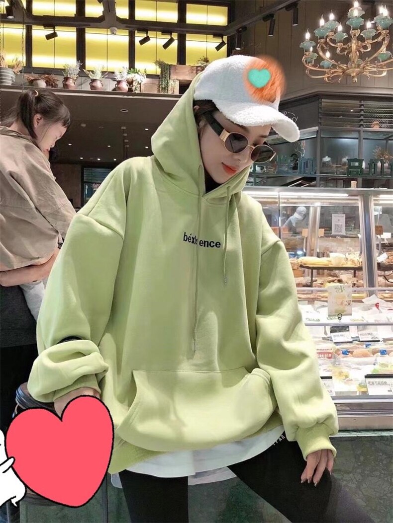 刺绣小字母加绒卫衣，女装卫衣/绒衫，一杭