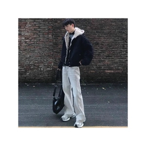 1506-1/MF5271/P89男士潮牌纯色加绒加厚棉服图片
