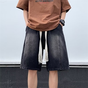 2024夏季新款宽松直筒五分裤潮牌ins牛仔裤短裤男现货 K7869-P42图片