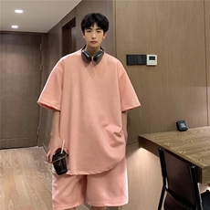 1港风模麂皮绒大码M-5XL短TDT8766P23DK8767P32套装TZ8757P55，男装休闲套装，星座226-2