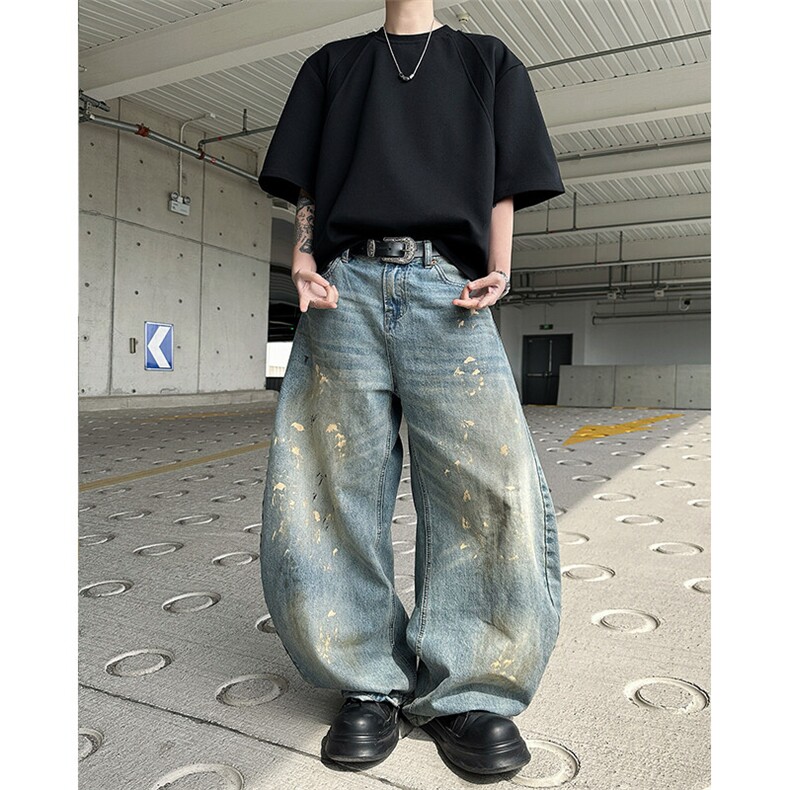 8XL-M美式高街高克重短袖T恤男宽松短款BOXY正肩上衣半袖DX334,男装T恤,电商D206-1