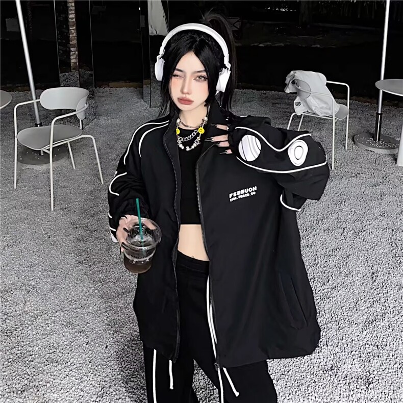 潮流vibe百搭字母刺绣棒球夹克复古男女街头宽松美式外套潮JK010,男装夹克,星座1116A-1（原606A）