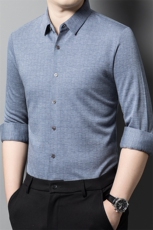 Y4326钱塘2020-2秋装新款商务休闲简约中年男士长袖衬衣P79，男装衬衫，钱塘207-2