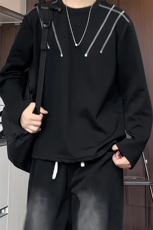 W237/特P28秋装新款卫衣男明辑线铆钉长袖t恤男美式打底衫上衣，男装T恤，电商基地A050