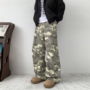K501/P52 休闲裤男迷彩服个性大码宽松潮男百搭长裤子运动直筒裤图片