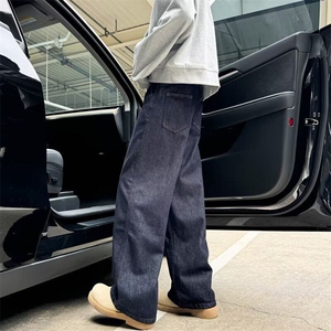 男美式复古宽松直筒阔腿裤春秋高街vibe水洗做旧拖地裤K7073/P50图片