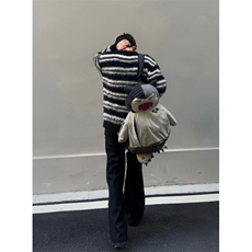 【有货】海马毛条纹毛衣男款慵懒针织衫外套5507CC-特P55，男装针织衫/毛衣，星座1007（原301D）