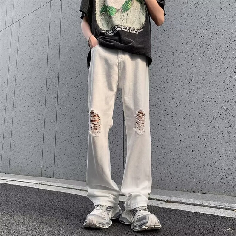 裤子男夏季薄款高级感痞帅垂感直筒阔腿休闲长裤N6218,男装休闲裤,星座1116A-1（原606A）