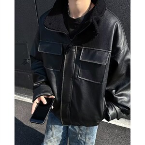 冬季2026新款棉衣外套男夹克宽松加厚保暖羊羔毛皮毛一体棉服D823图片